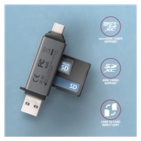 AXAGON CRE-DAC, USB-C + USB-A, 5 Gbps - czytnik kart MINI, 2-slot & lun SD/microSD, obsługa UHS-I