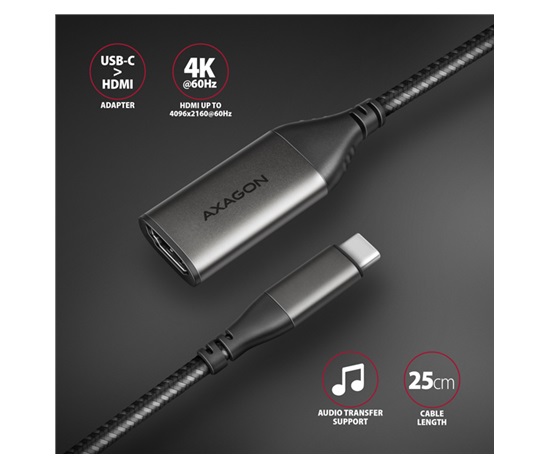 AXAGON RVC-HI2M, USB-C -> HDMI 2.0a konwerter / adapter, 4K/60Hz HDR10