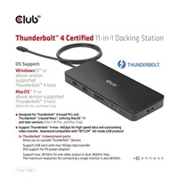 Club3D Dokovací stanice USB-C 11v1, 2xDP, 3xUSB-C, 3xUSB, 1xRJ45, čtečka SD karet, černá