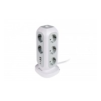 VERBATIM EU Power Tower EUPT-01 Nabíjecí stanice ,11x 230V, 2x USB-C, 2x USB-A