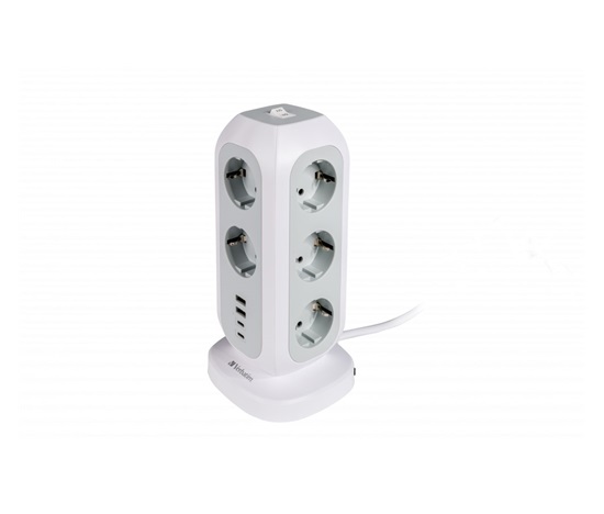 VERBATIM EU Power Tower EUPT-01 Nabíjecí stanice ,11x 230V, 2x USB-C, 2x USB-A