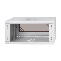 LEXI-Net 19" nástěnný rozvaděč Basic 4U 520x450, skleněné dveře, bez zad, rozložený, šedý