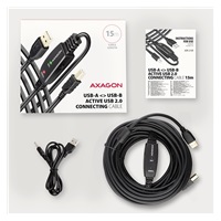 AXAGON ADR-215B, USB 2.0 A-M -> B-M aktywny połączeniowy / repeater kabel, 15m