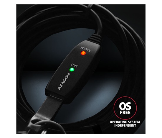 AXAGON ADR-220, USB 2.0 A-M -> A-F aktywny przedłużający / repeater kabel, 20m