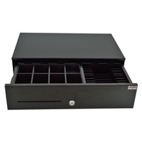 Virtuos pokladní zásuvka SK-500CB s kabelem, kov. pořadač 8/8, 9-24V, černá