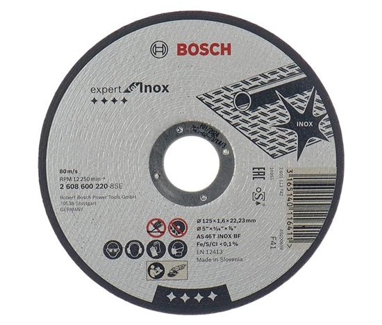 BOSCH dělicí kotouč rovný Expert for Inox, AS 46 T INOX BF, 125 mm, 1,6 mm