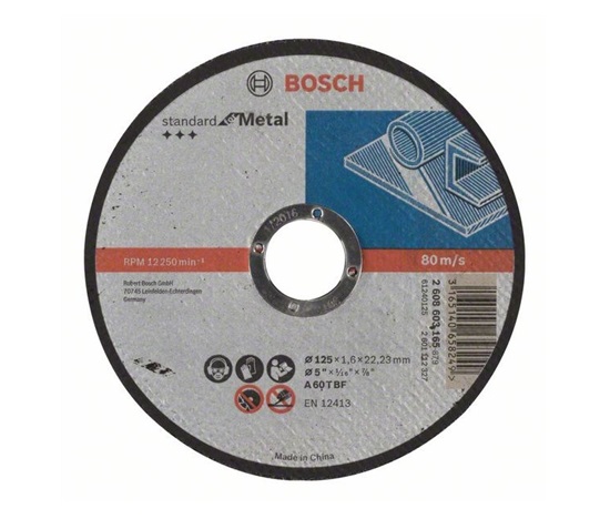 BOSCH dělicí kotouč rovný Standard for Metal, A 60 T BF, 125 mm, 22,23 mm, 1,6 mm