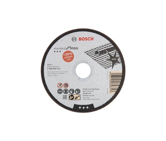 BOSCH dělicí kotouč rovný Standard for Inox, WA 60 T BF, 125 mm, 22,23 mm, 1,6 mm