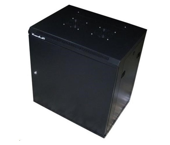 XtendLan 19" nástěnný rozvaděč 6U 600x450, nosnost 60kg, plné dveře, svařovaný,proti vykradení,černý