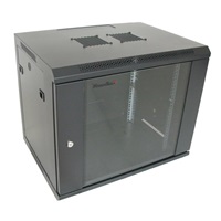 XtendLan 19" nástěnný rozvaděč 9U 600x450, nosnost 60 kg, skleněné dveře, svařovaný, černý
