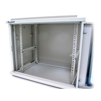 XtendLan 19" nástěnný rozvaděč 9U 600x450, nosnost 60 kg, skleněné kouřové dveře, svařovaný, šedý