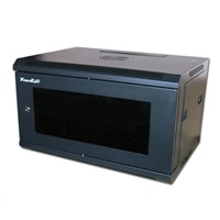 XtendLan 19" nástěnný rozvaděč 6U 600x600, nosnost 60 kg, skleněné kouřové dveře, svařovaný, černý