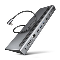 AXAGON HMC-4KX3 USB 5Gbps hub, 3x USB-A, 2x HDMI, DP, RJ-45 GLAN, SD/microSD, audio, PD 100W, kabel USB-C 40cm