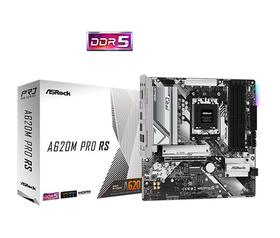 ASRock MB Sc AM5 A620M Pro RS, AMD A620, 4xDDR5, HDMI, DP