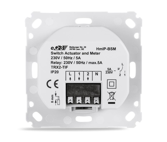 Homematic IP Spínací akční člen s měřením - 6A, zápustná montáž
