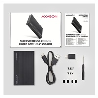AXAGON EE25-GTR, USB-C 10Gbps - SATA 6G 2.5" metalowa obudowa RIBBED, czarna