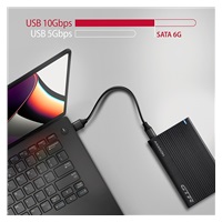 AXAGON EE25-GTR, USB-C 10Gbps - SATA 6G 2.5" metalowa obudowa RIBBED, czarna