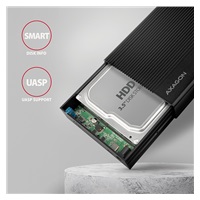AXAGON EE35-GTR, USB-C 5Gbps - SATA 6G 3.5" metalowa obudowa RIBBED, czarna