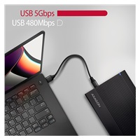 AXAGON EE35-GTR, USB-C 5Gbps - SATA 6G 3.5" metalowa obudowa RIBBED, czarna