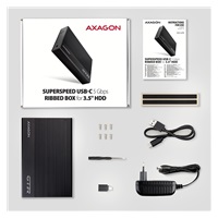 AXAGON EE35-GTR, USB-C 5Gbps - SATA 6G 3.5" metalowa obudowa RIBBED, czarna