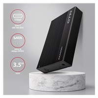 AXAGON EE35-GTR, USB-C 5Gbps - SATA 6G 3.5" metalowa obudowa RIBBED, czarna