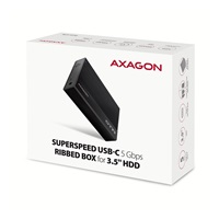 AXAGON EE35-GTR, USB-C 5Gbps - SATA 6G 3.5" metalowa obudowa RIBBED, czarna