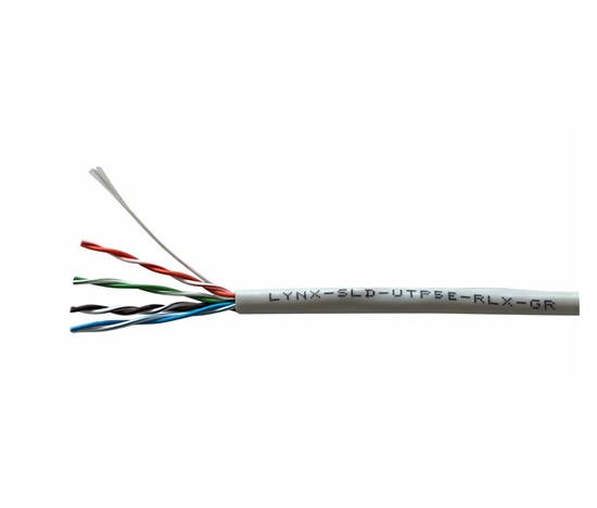 UTP kabel LYNX REELEX AIR, Cat5E, drát, PVC, Eca, šedý, 305m