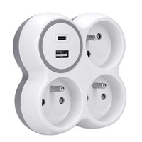 Solight rozbočka, 3x 15A, USB nabíječka A+C, bílá-šedá