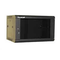XtendLan 19" nástěnný rozvaděč 9U 600x600, nosnost 60 kg, skleněné kouřové dveře, svařovaný, černý