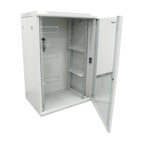 XtendLan 19" nástěnný rozvaděč 18U 600x600, nosnost 60 kg, skleněné kouřové dveře, rozložený, šedý