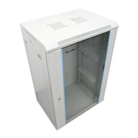 XtendLan 19" nástěnný rozvaděč 18U 600x450, nosnost 60 kg, skleněné dveře, svařovaný, šedý