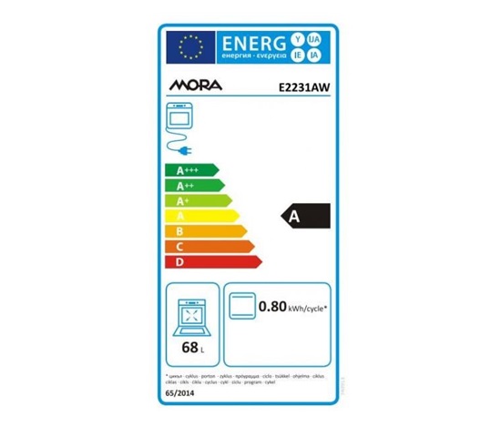 Mora E 2231 AW elektrický sporák, energetická třída A, 3 litinové plotýnky, chladná dvířka, bílá