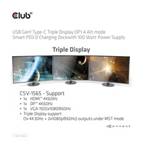 Club3D Dokovací stanice USB-C 14v1, 1xDP, 1xHDMI, 1xVGA, 2xUSB-C, 5xUSB, 1xRJ45, 1x3.5mm, šedá