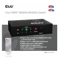 Club3D Switch 1:3 HDMI 8K60Hz/4K120Hz, 3 porty