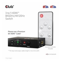 Club3D Switch 1:3 HDMI 8K60Hz/4K120Hz, 3 porty