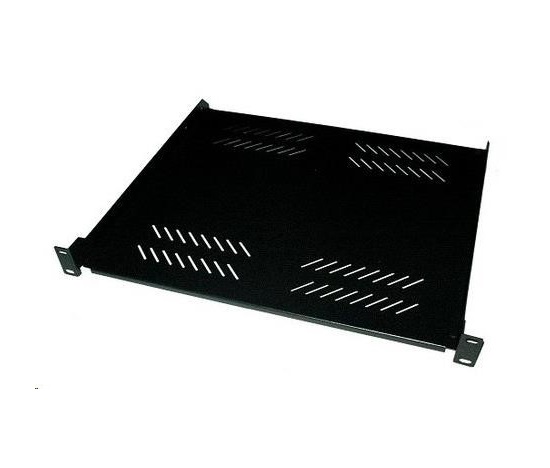 BAZAR - XtendLan 19" police s perforací 1U/400mm, nosnost 25kg, černá - poškozeno, prohnuté