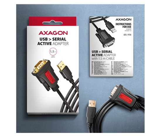 AXAGON ADS-1PSN, USB-A 2.0 - szeregowy RS-232 DB9-M Prolific adapter / kabel 1.5m