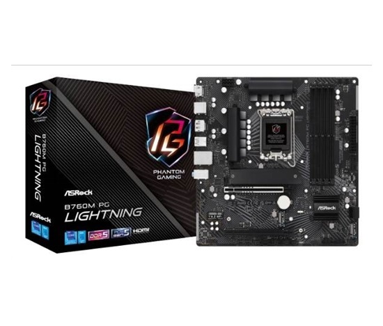 ASRock MB Sc LGA1700 B760M PG LIGHTNING, Intel B760, 4xDDR5, 1xDP, 1xHDMI, mATX