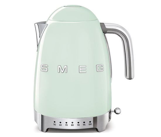Smeg KLF04PGEU rychlovarná konvice, 1,7 l (7 šálků), 2400 W, styl 50. let, řízení teploty, 7 programů, pastelově zelená
