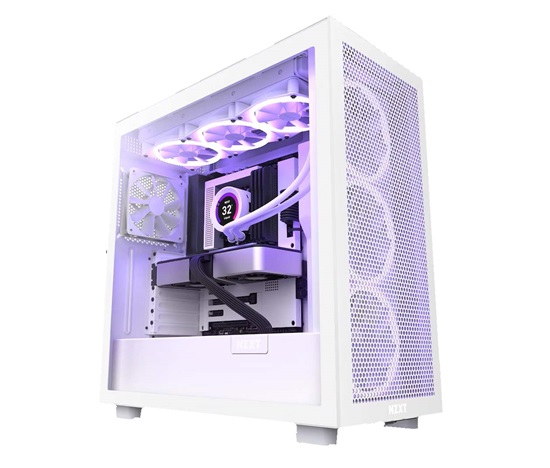 NZXT skříň H7 Flow RGB edition / ATX / 3x 140 mm fan / USB-C / 2x USB / prosklená bočnice / mesh panel / RGB / bílá