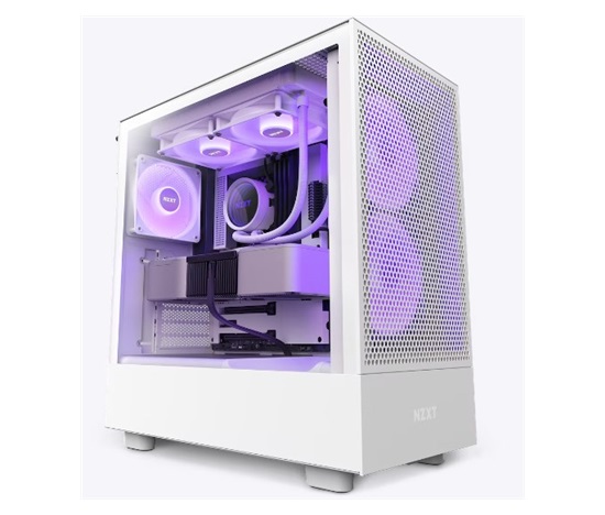 NZXT skříň H5 Flow RGB edition / 2x120 mm fan / USB 3.0 / USB-C 3.1 / RGB / průhledná bočnice / mesh panel / bílá