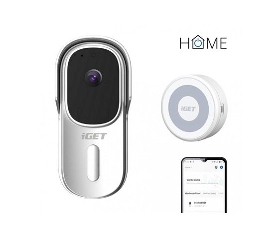 iGET HOME Doorbell DS1 White + Chime CHS1 White