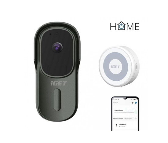 iGET HOME Doorbell DS1 Anthracite + Chime CHS1 White