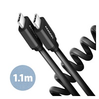 AXAGON BUCM-CM20TB, TWISTER kabel USB-C <-> USB-C, 1.1m, USB 2.0, PD 60W 3A, ALU, tpe, czarny