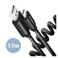 AXAGON BUCM-AM20TB, TWISTER kabel USB-C <-> USB-A, 1.1m, USB 2.0, 3A, ALU, tpe, czarny