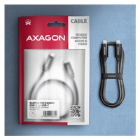 AXAGON BUCM2-CM30AB, CHARGE kabel USB-C <-> USB-C, 3m, Hi-Speed USB, PD 240W 5A, ALU, oplot, czarny