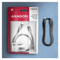 AXAGON BUCM32-CF05AB Kabel przedłużający USB-C (M) <-> USB-C (F), 0.5m, USB 20Gbps, PD 240W 5A, 8K HD, ALU, oplot, czarn
