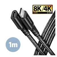 AXAGON BUCM32-CF10AB Kabel przedłużający USB-C (M) <-> USB-C (F), 1m, USB 20Gbps, PD 240W 5A, 8K HD, ALU, oplot, czarny