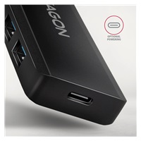 AXAGON HUE-C1A, 4x USB 5Gbps TRAVEL hub, złącze zasilania USB-C, kabel USB-A 19cm