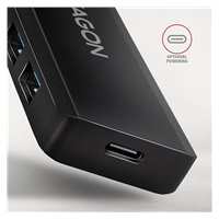 AXAGON HUE-C1C, 4x USB 5Gbps TRAVEL hub, złącze zasilania USB-C, kabel USB-C 19cm